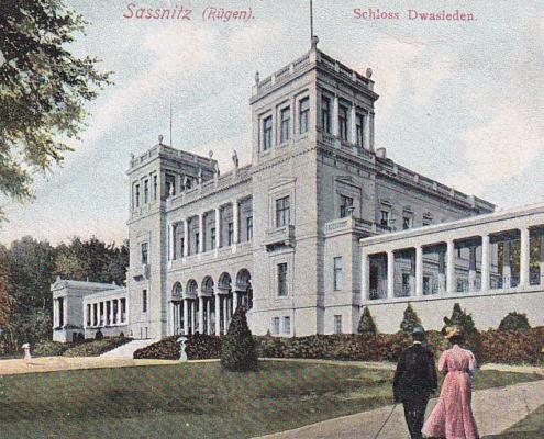 Schloss_Dwasieden_Ansichtskarte_historisch_Photochrom_Farbe_-_Sassnitz_Dwasieden_Castle_Manor_House_Rügen_Island