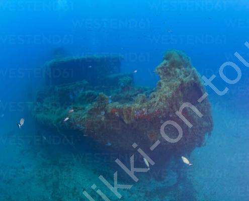 Petrolium Frachters Wrack Alcione C. gesunken 1943 im 2.Weltkrieg , Korsika, Frankreich